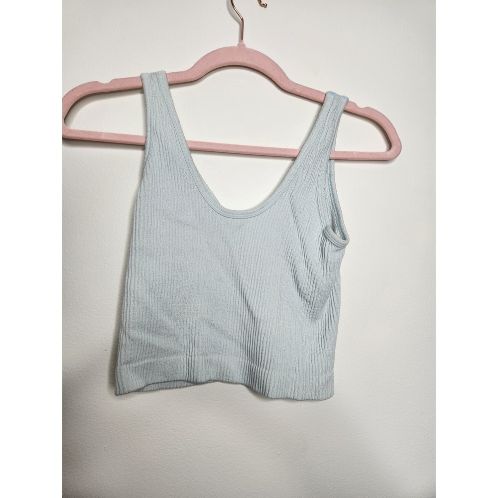 Urban Outfitters Drew Seamless Tank Top‎ Ribbed Modal Blue Size Large - Picture 7 of 8